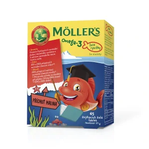 Möllers Omega 3 Želé rybičky malinová příchuť 45 ks